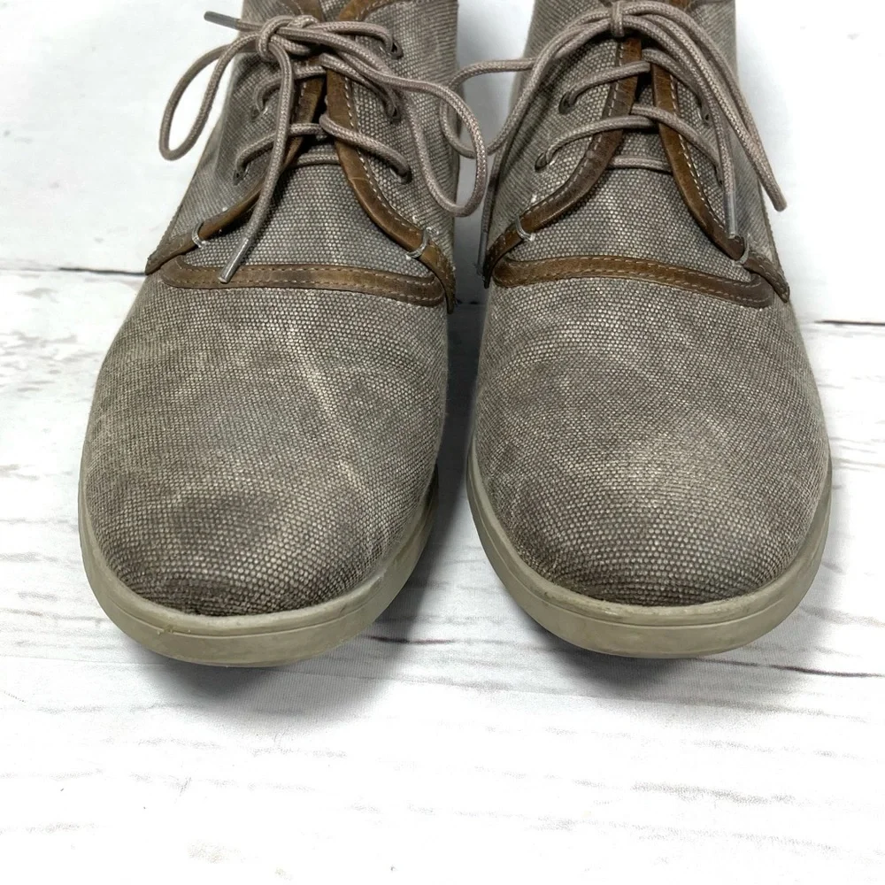 John‎ Varvatos Chukka Boots Mens Size 11.5 Gray Canvas Hand Made Lace Up Shoes